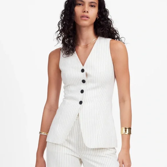 Madewell Pin striped Cutout vest size 12 NWT - Picture 1 of 8